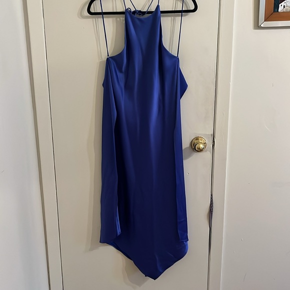 Blue Silk Alice and Olivia Halter Dress - Picture 4 of 5